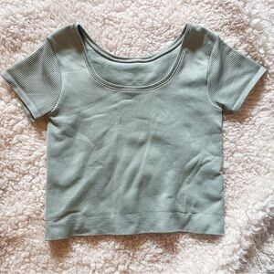 Athleta Signature Rib Crop Top Ribbed Sage Green Women's Top